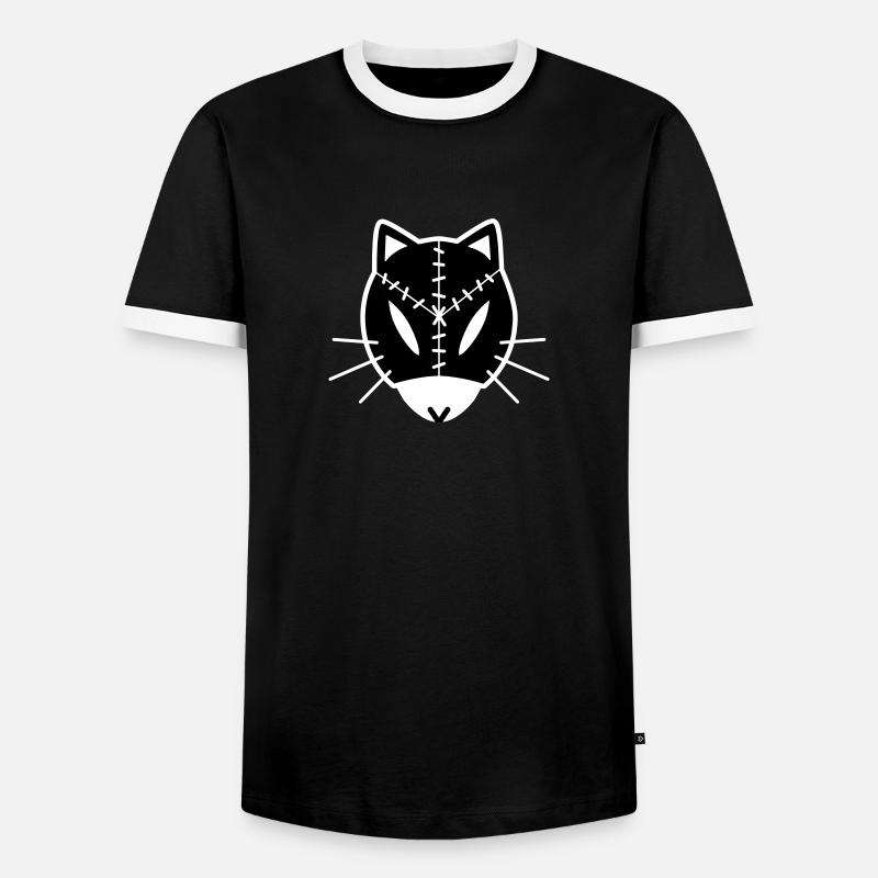 Catkuroeil - Men's Ringer Shirt - black/white