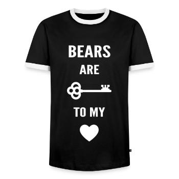 Bears are the key to my heart - Men's Ringer Shirt - black/white - Front - AI Model Female 172 light (172cm) & AI Model Male 178 light (178cm)