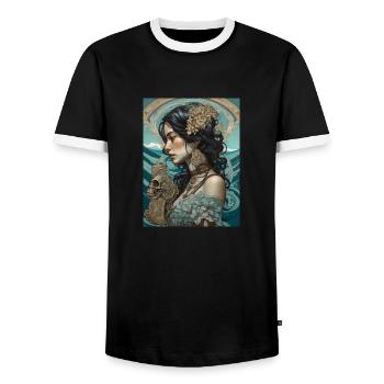 Ghotic Class - Men's Ringer Shirt - black/white - Front - AI Model Female 172 light (172cm) & AI Model Male 178 light (178cm)