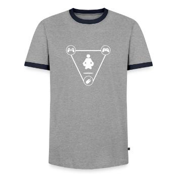Game master - T-shirt contrasté Homme - gris/marine  - Devant - AI Model Female 172 light (172cm) & AI Model Male 178 light (178cm)