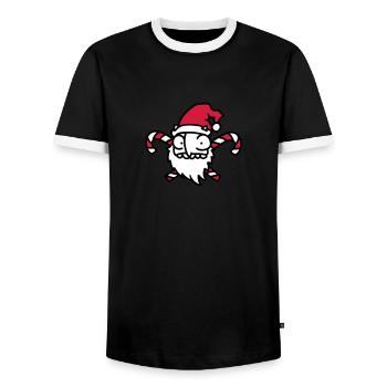 Père Noël de sucre de canne 3 - T-shirt contrasté Homme - noir/blanc - Devant - AI Model Female 172 light (172cm) & AI Model Male 178 light (178cm)