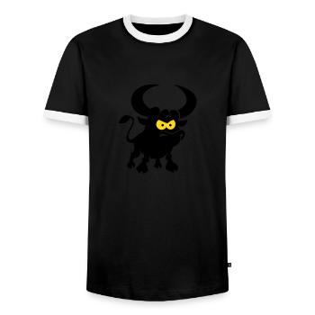 vl087b_stier_2c - Männer Kontrast-T-Shirt - Schwarz/Weiß - Vorne - AI Model Female 172 light (172cm) & AI Model Male 178 light (178cm)