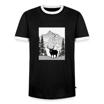 Simple Natur - Männer Kontrast-T-Shirt - Schwarz/Weiß - Vorne - AI Model Female 172 light (172cm) & AI Model Male 178 light (178cm)