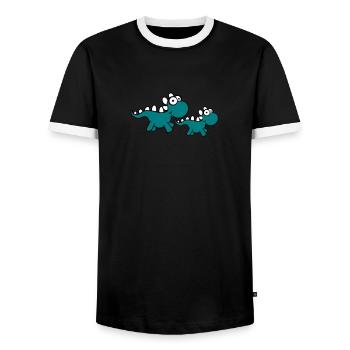 2 sweet little cute baby Dinos children - Men's Ringer Shirt - black/white - Front - AI Model Female 172 light (172cm) & AI Model Male 178 light (178cm)