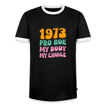 1973 Pro Roe - Männer Kontrast-T-Shirt - Schwarz/Weiß - Vorne - AI Model Female 172 light (172cm) & AI Model Male 178 light (178cm)