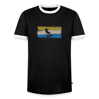 Kitesurfing Gift Idea Water Sports Fun - Men's Ringer Shirt - black/white - Front - AI Model Female 172 light (172cm) & AI Model Male 178 light (178cm)