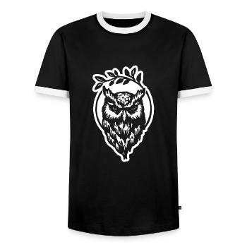 Eule - Männer Kontrast-T-Shirt - Schwarz/Weiß - Vorne - AI Model Female 172 light (172cm) & AI Model Male 178 light (178cm)