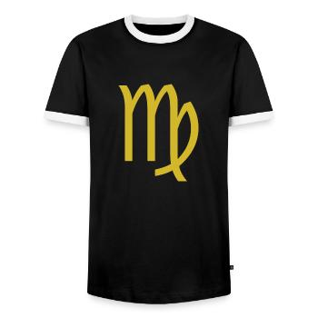 Sternzeichen Jungfrau, exklusives T-Shirt Design - Männer Kontrast-T-Shirt - Schwarz/Weiß - Vorne - AI Model Female 172 light (172cm) & AI Model Male 178 light (178cm)