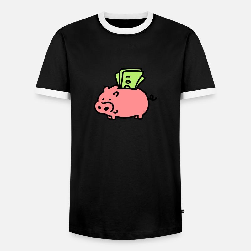 Sparschwein - Scheine 3 - Männer Kontrast-T-Shirt - Schwarz/Weiß