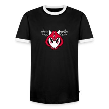 Ekushaman - Men's Ringer Shirt - black/white - Front - AI Model Female 172 light (172cm) & AI Model Male 178 light (178cm)