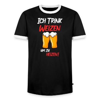Ich trink Weizen um zu heizen Weißbier Hefeweizen - Männer Kontrast-T-Shirt - Schwarz/Weiß - Vorne - AI Model Female 172 light (172cm) & AI Model Male 178 light (178cm)