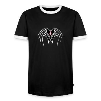 Spidekuroeil - Men's Ringer Shirt - black/white - Front - AI Model Female 172 light (172cm) & AI Model Male 178 light (178cm)