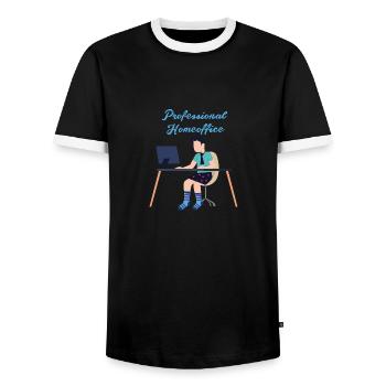 Professionnel, Bureau à domicile, Travail, Bureau - T-shirt contrasté Homme - noir/blanc - Devant - AI Model Female 172 light (172cm) & AI Model Male 178 light (178cm)