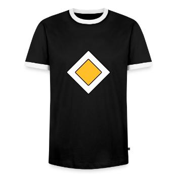 Vorfahrtsschild - Männer Kontrast-T-Shirt - Schwarz/Weiß - Vorne - AI Model Female 172 light (172cm) & AI Model Male 178 light (178cm)