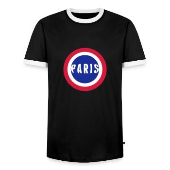 Paris drapeau France - T-shirt contrasté Homme - noir/blanc - Devant - AI Model Female 172 light (172cm) & AI Model Male 178 light (178cm)