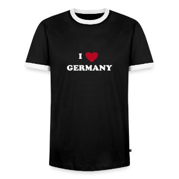 I love Germany - Männer Kontrast-T-Shirt - Schwarz/Weiß - Vorne - AI Model Female 172 light (172cm) & AI Model Male 178 light (178cm)