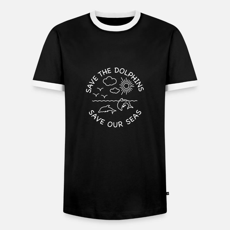 DOLPHINS - Men's Ringer Shirt - black/white