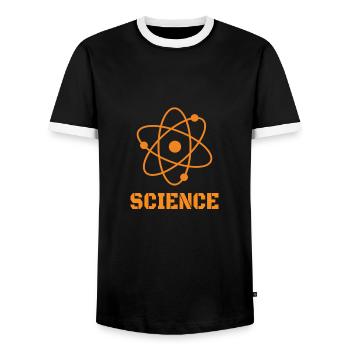 Physics: Science Atom - Männer Kontrast-T-Shirt - Schwarz/Weiß - Vorne - AI Model Female 172 light (172cm) & AI Model Male 178 light (178cm)