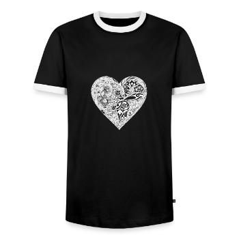 Cœur Miroir Cosmique - T-shirt contrasté Homme - noir/blanc - Devant - AI Model Female 172 light (172cm) & AI Model Male 178 light (178cm)