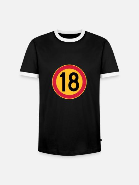 18 speed limit - Men's Ringer Shirt - black/white