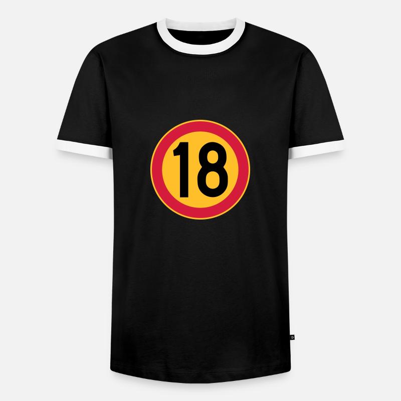 18 speed limit - Men's Ringer Shirt - black/white