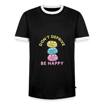 NICHT BERAUBEN SEI GLÜCKLICH - Männer Kontrast-T-Shirt - Schwarz/Weiß - Vorne - AI Model Female 172 light (172cm) & AI Model Male 178 light (178cm)