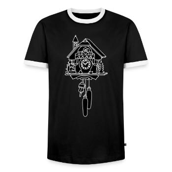 Kuckucksuhr 2 - Männer Kontrast-T-Shirt - Schwarz/Weiß - Vorne - AI Model Female 172 light (172cm) & AI Model Male 178 light (178cm)