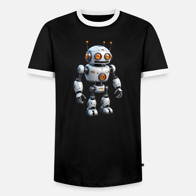 Cartoon Roboter - Männer Kontrast-T-Shirt - Schwarz/Weiß