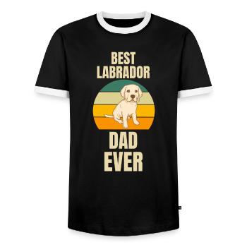 Best Labrador Papa ever Retro Labrador - Men's Ringer Shirt - black/white - Front - AI Model Female 172 light (172cm) & AI Model Male 178 light (178cm)