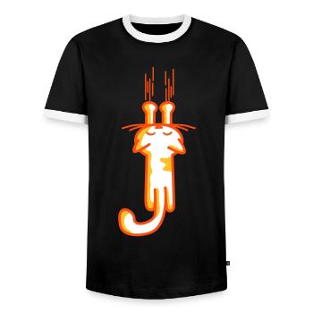 scratching kitty - Katze - Cats - lustig -Tier-Cat - Männer Kontrast-T-Shirt - Schwarz/Weiß - Vorne - AI Model Female 172 light (172cm) & AI Model Male 178 light (178cm)