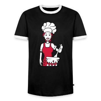 Cook cook - Men's Ringer Shirt - black/white - Front - AI Model Female 172 light (172cm) & AI Model Male 178 light (178cm)