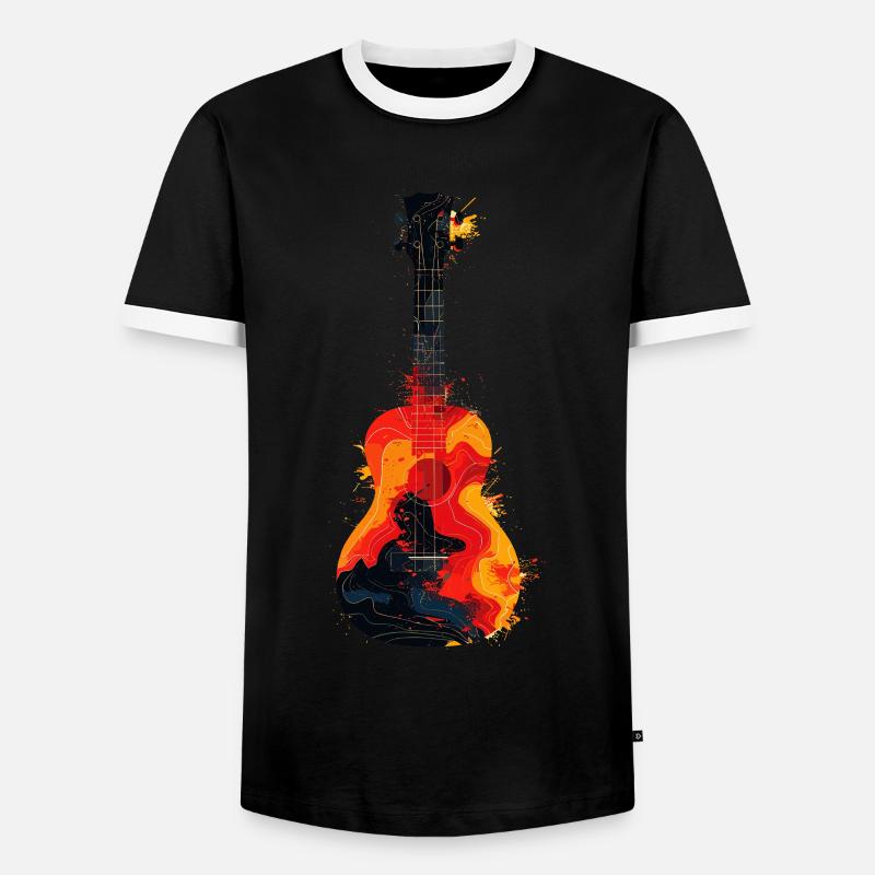 Ukulele Farbklecks - Männer Kontrast-T-Shirt - Schwarz/Weiß