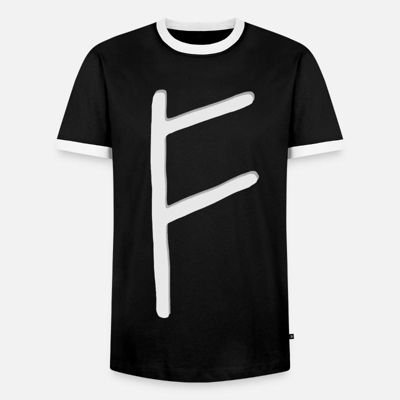 Futhark Runic Alphabet Fehu - Men's Ringer Shirt - black/white