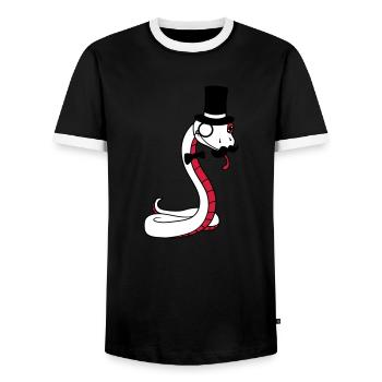 Sir gentlemen cylinder rich monocle glasses s - Men's Ringer Shirt - black/white - Front - AI Model Female 172 light (172cm) & AI Model Male 178 light (178cm)