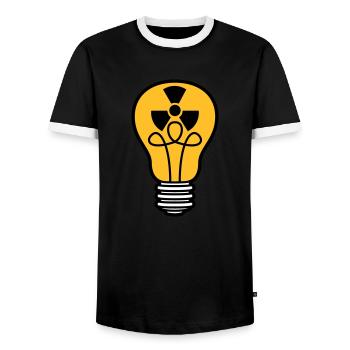 atome énergie signe symbole radioactif ampoule - T-shirt contrasté Homme - noir/blanc - Devant - AI Model Female 172 light (172cm) & AI Model Male 178 light (178cm)