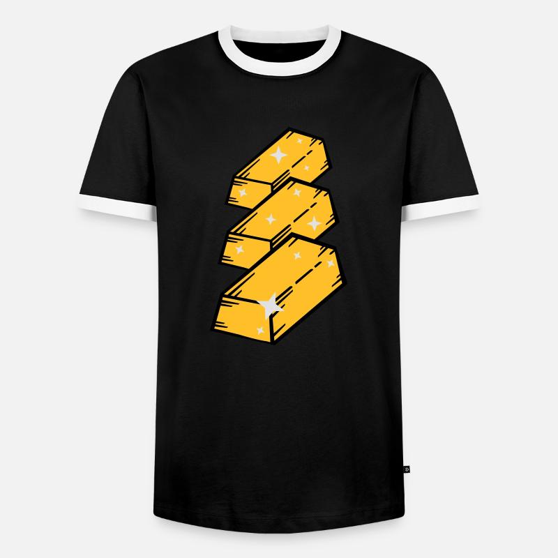 gold_po3 - Men's Ringer Shirt - black/white