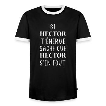 Si HECTOR t'énerve saches HECTOR s'en fout - T-shirt contrasté Homme - noir/blanc - Devant - AI Model Female 172 light (172cm) & AI Model Male 178 light (178cm)