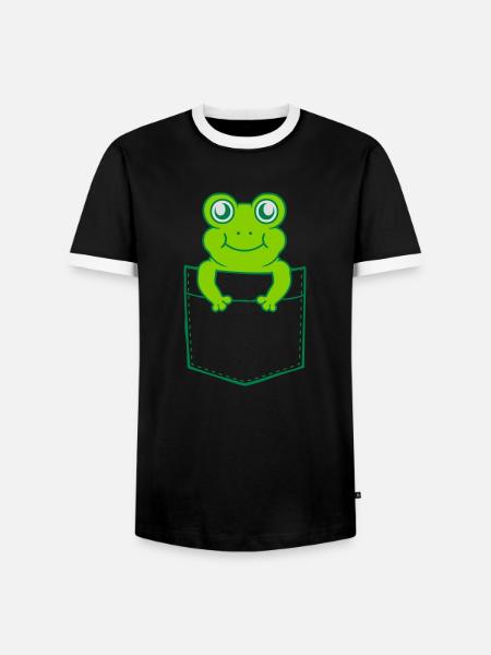 Unterwegs Hemdtasche Frosch Comic - Männer Kontrast-T-Shirt - Schwarz/Weiß