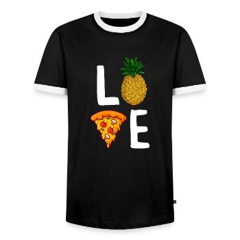 Liebe Ananas Pizza Liebhaber Lustige Hawaiian Pizza - Männer Kontrast-T-Shirt - Schwarz/Weiß - Vorne - AI Model Female 172 light (172cm) & AI Model Male 178 light (178cm)