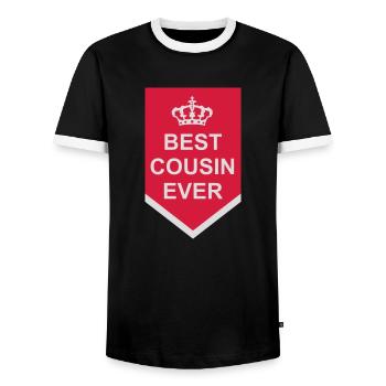 best cousin ever Zitat - Männer Kontrast-T-Shirt - Schwarz/Weiß - Vorne - AI Model Female 172 light (172cm) & AI Model Male 178 light (178cm)