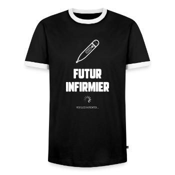 Futur infirmier - T-shirt contrasté Homme - noir/blanc - Devant - AI Model Female 172 light (172cm) & AI Model Male 178 light (178cm)
