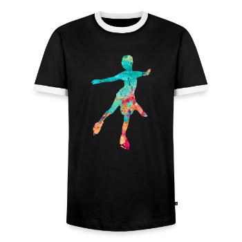 Eiskunstlauf PopArt - Männer Kontrast-T-Shirt - Schwarz/Weiß - Vorne - AI Model Female 172 light (172cm) & AI Model Male 178 light (178cm)