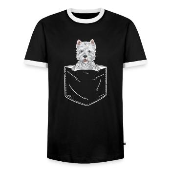 West Highland White Terrier Westie - Männer Kontrast-T-Shirt - Schwarz/Weiß - Vorne - AI Model Female 172 light (172cm) & AI Model Male 178 light (178cm)