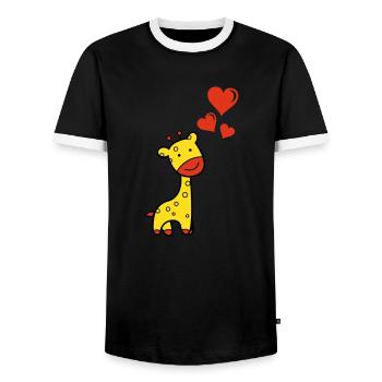 Giraffe verliebt - Männer Kontrast-T-Shirt - Schwarz/Weiß - Vorne - AI Model Female 172 light (172cm) & AI Model Male 178 light (178cm)