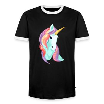 Licorne Licorne Fille Mythique Licornes Animaux - T-shirt contrasté Homme - noir/blanc - Devant - AI Model Female 172 light (172cm) & AI Model Male 178 light (178cm)