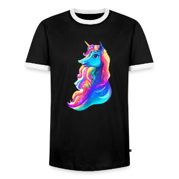 Unicorn Girl Unicorn Mythical Animal Unicorns - Men's Ringer Shirt - black/white - Front - AI Model Female 172 light (172cm) & AI Model Male 178 light (178cm)