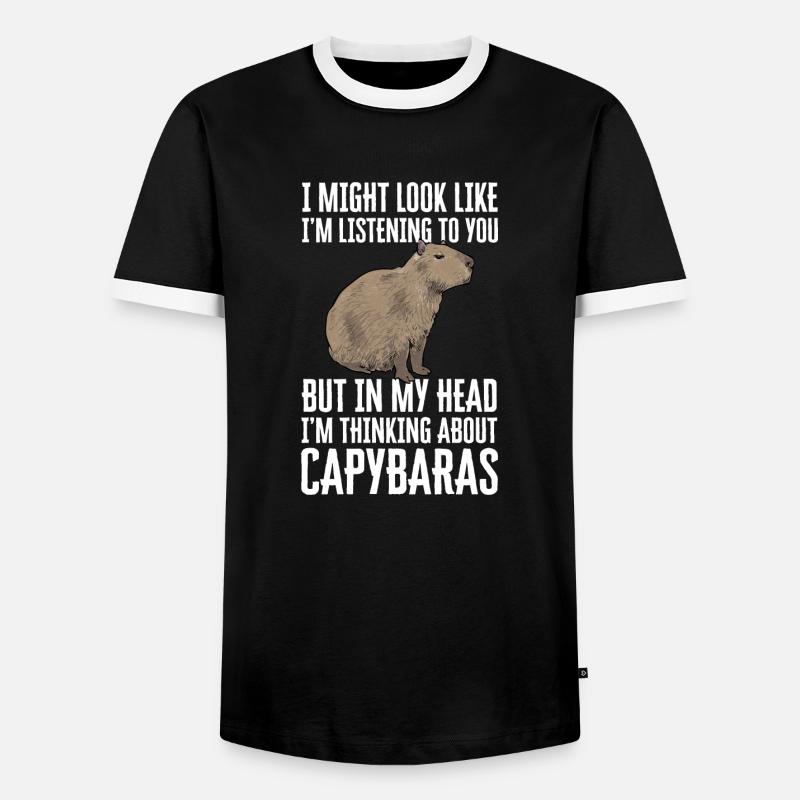Capybara rodent - Men's Ringer Shirt - black/white