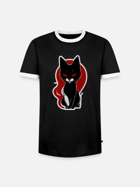 Mystic Cat - Männer Kontrast-T-Shirt - Schwarz/Weiß