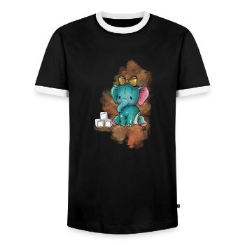 Elefant mit Würfeln - Männer Kontrast-T-Shirt - Schwarz/Weiß - Vorne - AI Model Female 172 light (172cm) & AI Model Male 178 light (178cm)