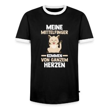Katze Katzenbesitzer Katzenliebhaber Mittelfinger - Männer Kontrast-T-Shirt - Schwarz/Weiß - Vorne - AI Model Female 172 light (172cm) & AI Model Male 178 light (178cm)